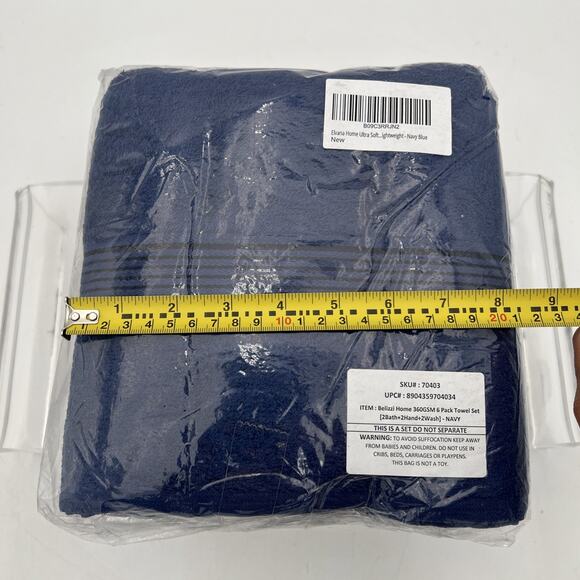 Elvana Home Navy Ultra Soft 6 Pack Cotton Towel Set Contains 2 Bath Towels 28x55 - Picture 7 of 9